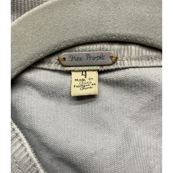 Free People Jacket Womens 4 Taupe Gray Corduroy Ruffle Peplum Romantic Military - Picture 6 of 16